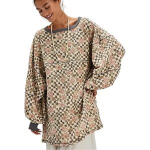 FP We The Free Coastal Printed Crew Tunic Dress in Terracotta Combo Size Medium